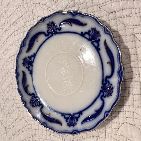 Lotus Saucer Plate by W.H. Grindley Flow Blue - Picture 2 of 5